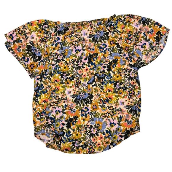 Democracy Floral Print Notch Neck Cap Sleeve Blouse Size Petite Medium - Picture 3 of 3